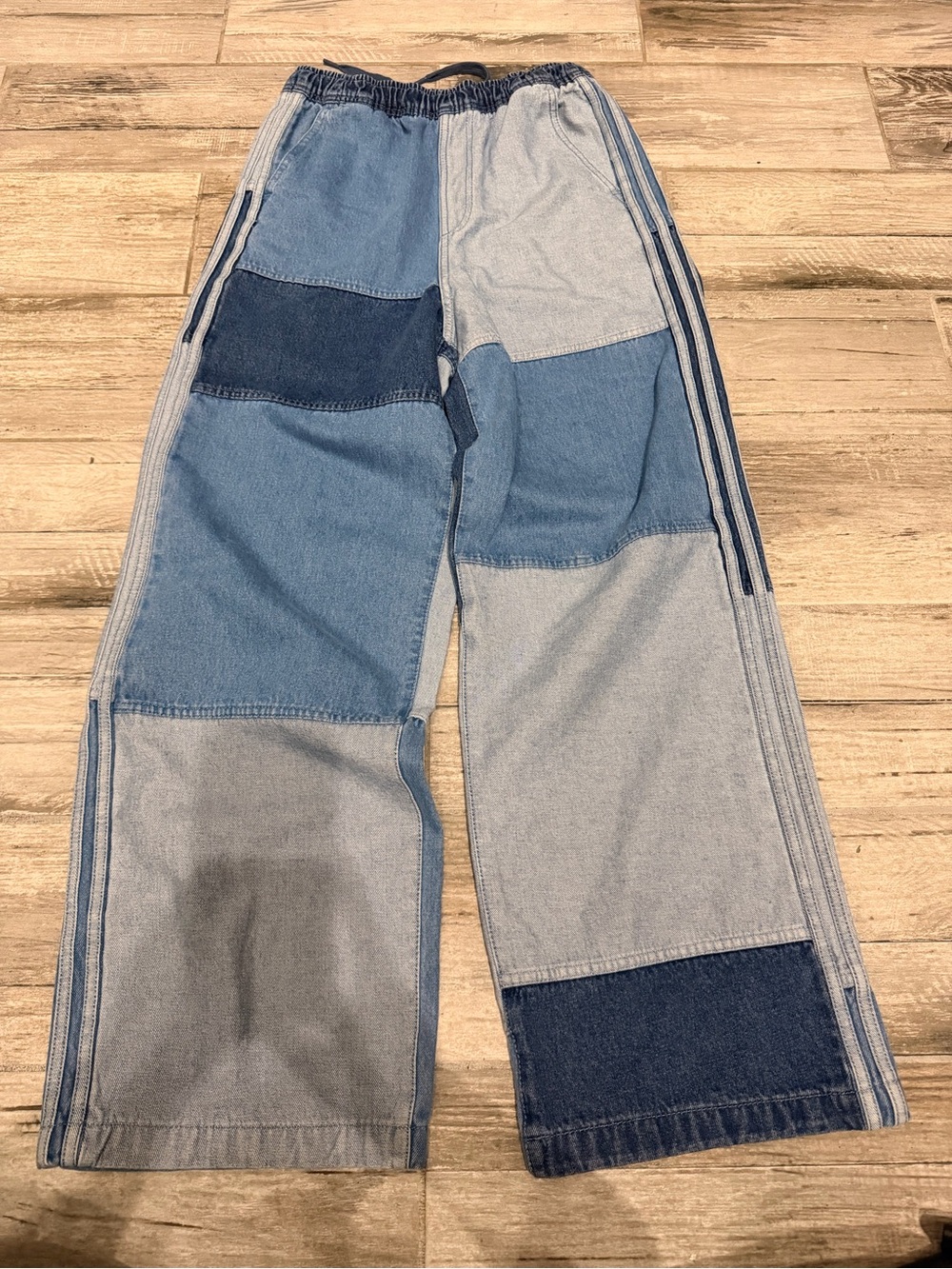 Adidas x KSENIASCHNAIDER patchwork wide leg jeans small